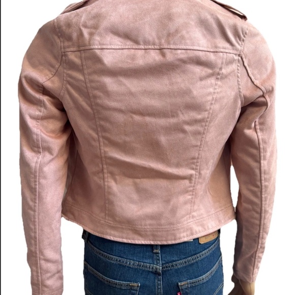 Women Moto Jacket Light Pink Size Small S - Picture 3 of 6